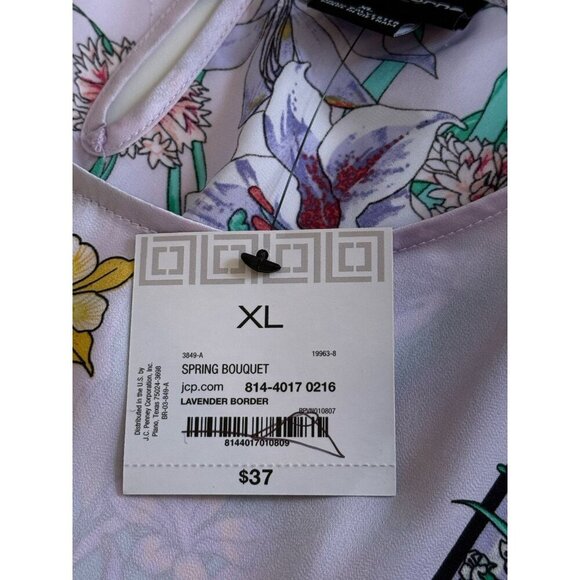 Liz Claiborne Career Silky Purple Flora Blouse Womens XL NWT Shirt Top Boho - Picture 9 of 15